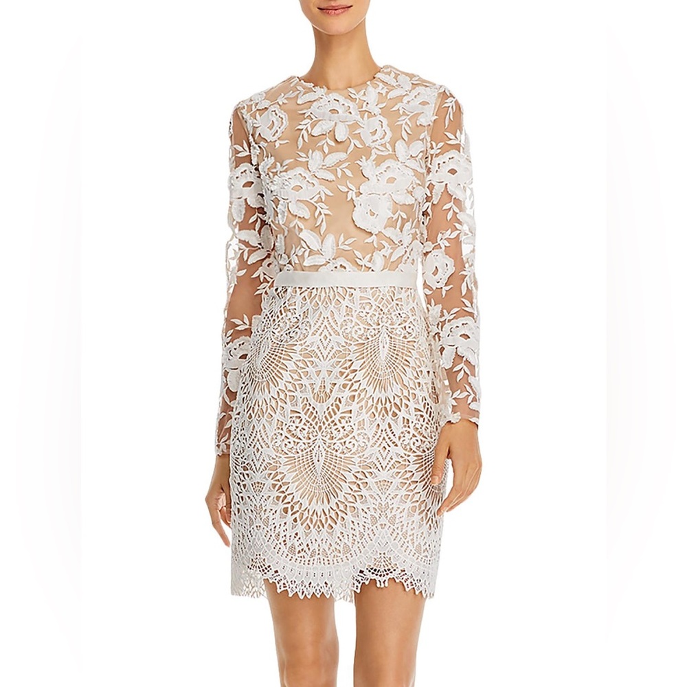 Monique Lhuiller size 4 white & nude lace dress
